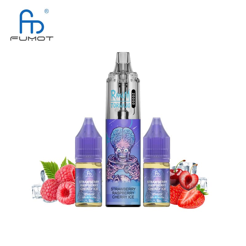 TORNADO RANDM FUMOT STRAWBERRY RASPBERRY CHERRY ICE 20000 PUFFS TORNADO - RANDM FUMOT